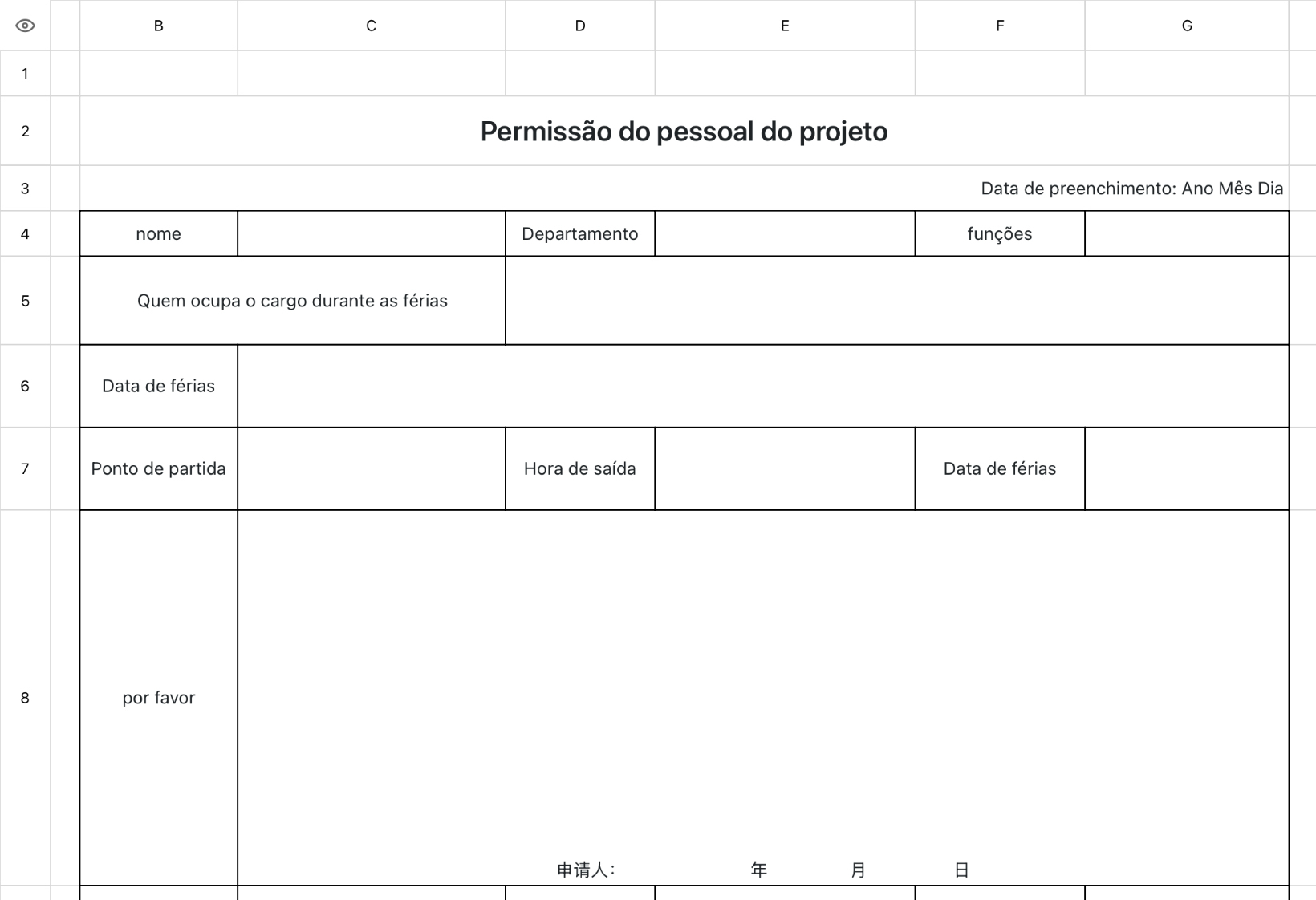 Permissão do pessoal do projeto